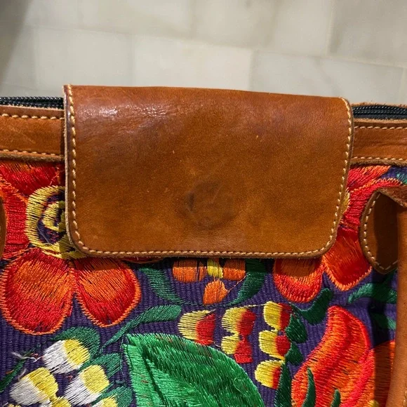 Fresco Fabrics Colorful Floral Embroidered Tote Bag - Picture 9 of 11